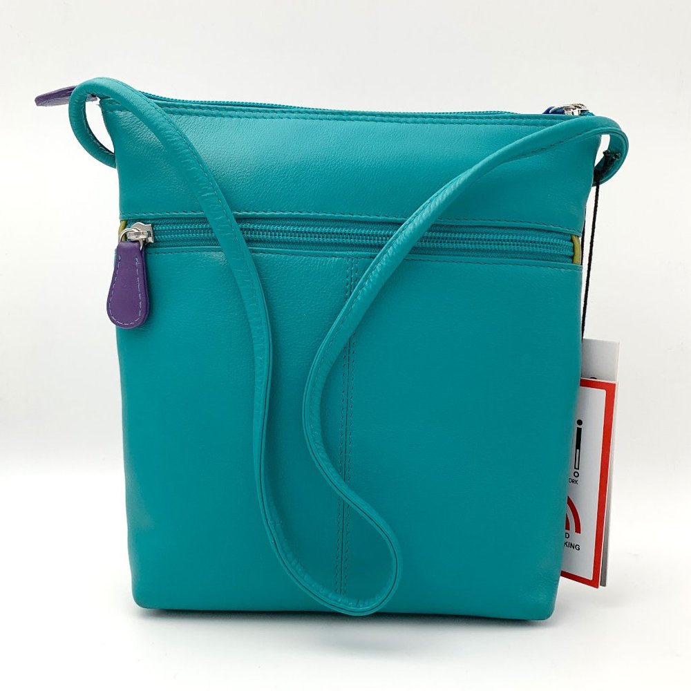 Leather (Rfid Blocking) Multi-Colored Stripe Cros… - image 2